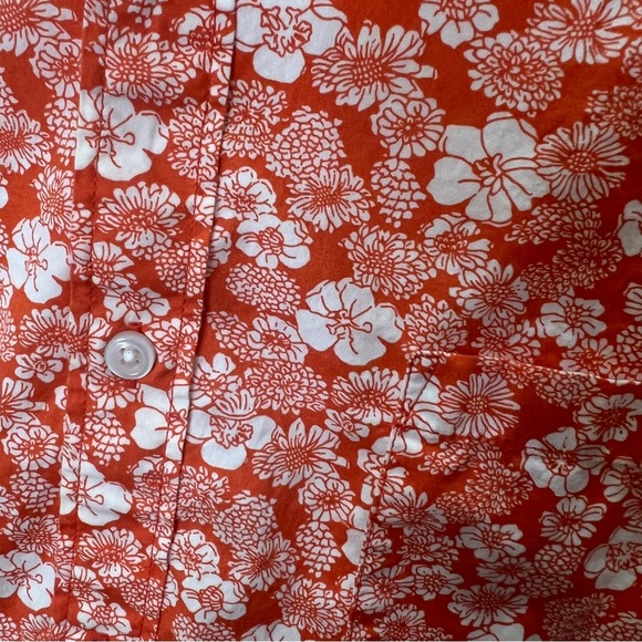 J. Crew Re-Imagined Short Sleeve Button Down Orange & White Floral Print XL - Picture 3 of 7